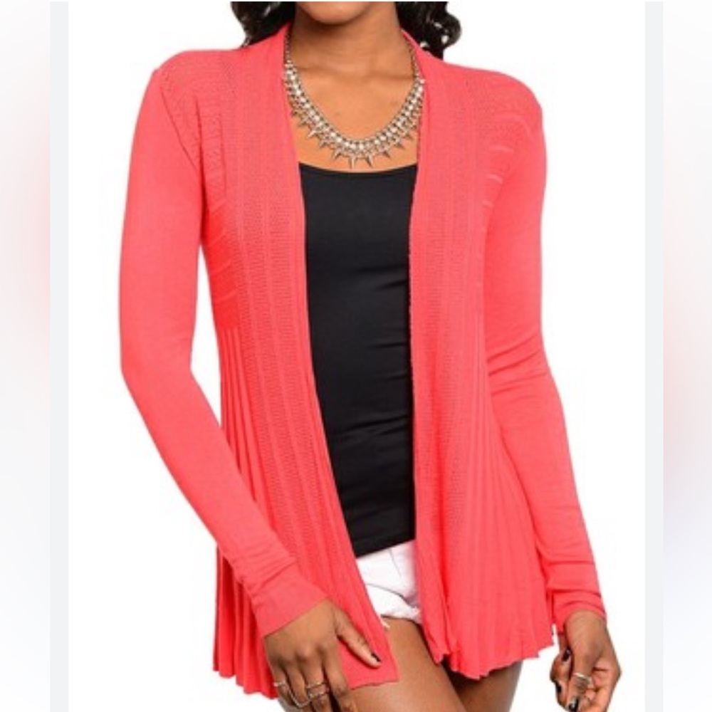 A New Day Coral Open Sweater